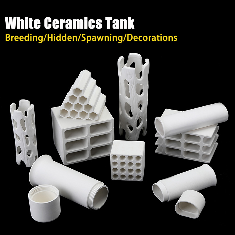 Plant Aquarium Pot - White Ceramics Tank Aquarium Fish Tank