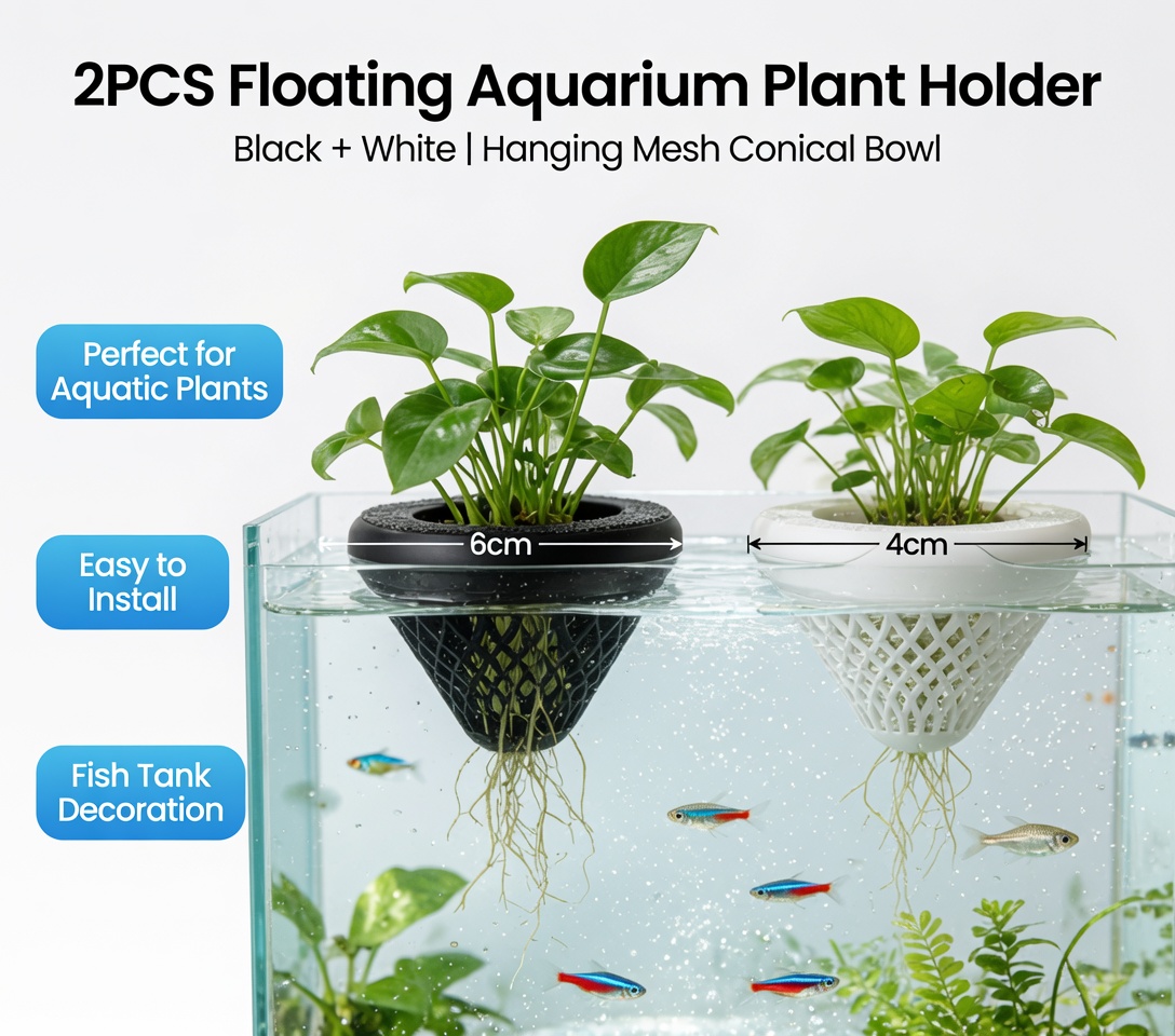 2PCS Floating Aquarium Plant H - Plant Aquarium Pot review and price